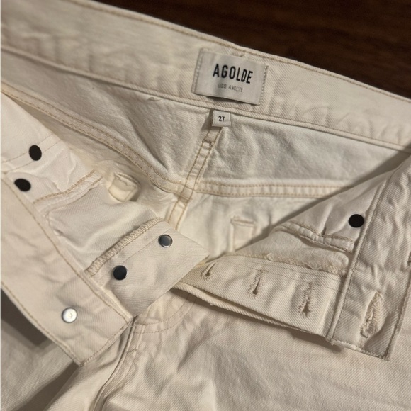 Agolde White Jean Parker Vintage Denim Cutoff Fringe Shorts Size 27 - Picture 8 of 11